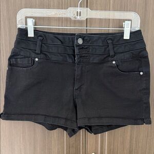 Blue Spice Black Jean Shorts
